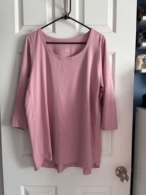 J. Jill Luxe Supima A-Line 3/4 Sleeve Pink Tunic Top